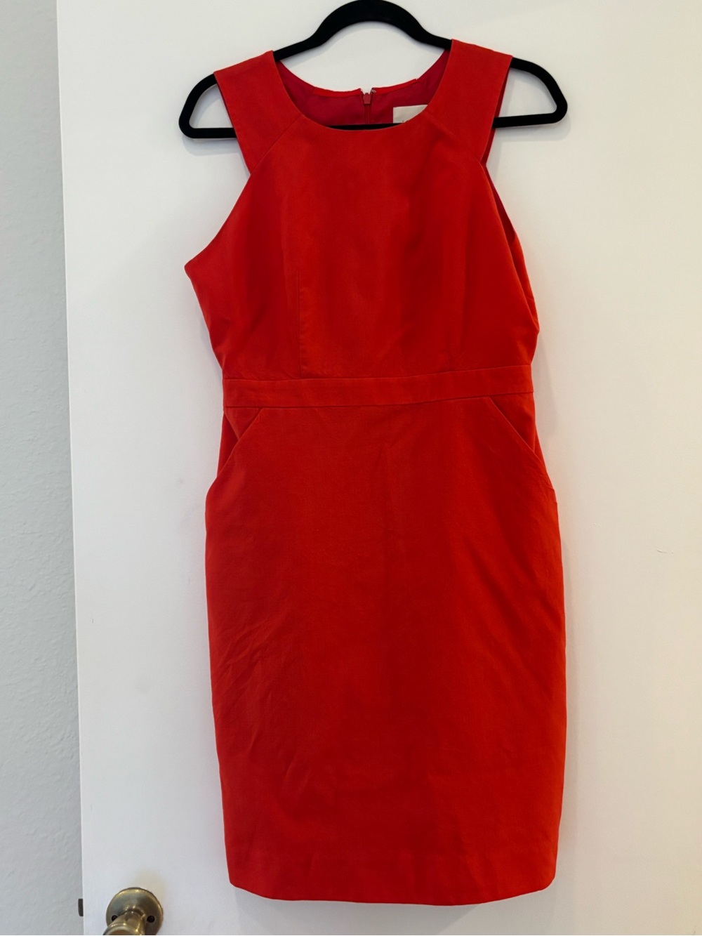 J. Crew classic sleeveless Sheath Dress midi length pockets preppy work wear